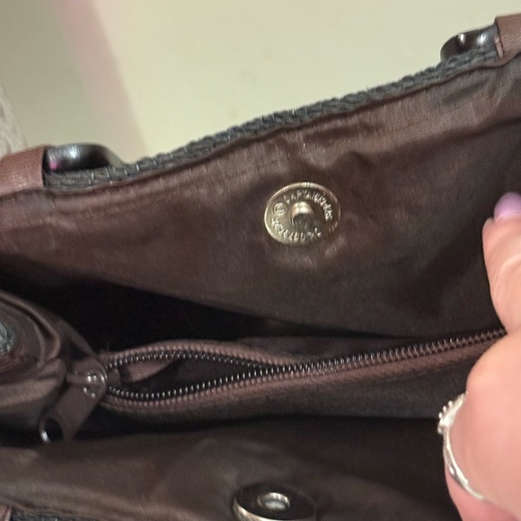 Vintage Black Woven Structured Handbag with Wooden Handles Minimalist Purse - Picture 2 of 3